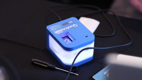 An image of a piece of Qualcomm hardware with the text “Uno Q EchoGlow Workshop.”